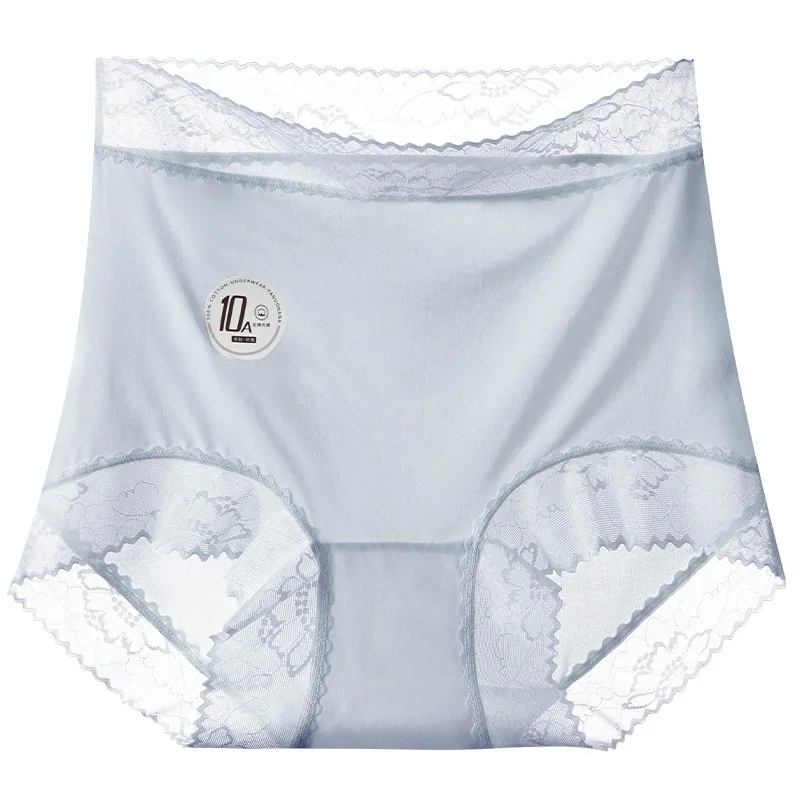 Ropa interior femenina sin costuras de seda de hielo ultrafina 10A antibacteriana, tiro alto, ligera, abdominal, talla de cadera en bolsa, poliláctico aci 2