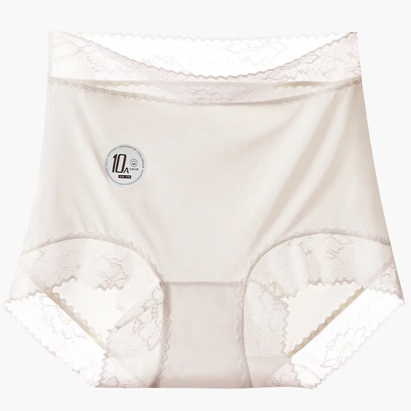 Ropa interior femenina sin costuras de seda de hielo ultrafina 10A antibacteriana, tiro alto, ligera, abdominal, talla de cadera en bolsa, poliláctico aci 5