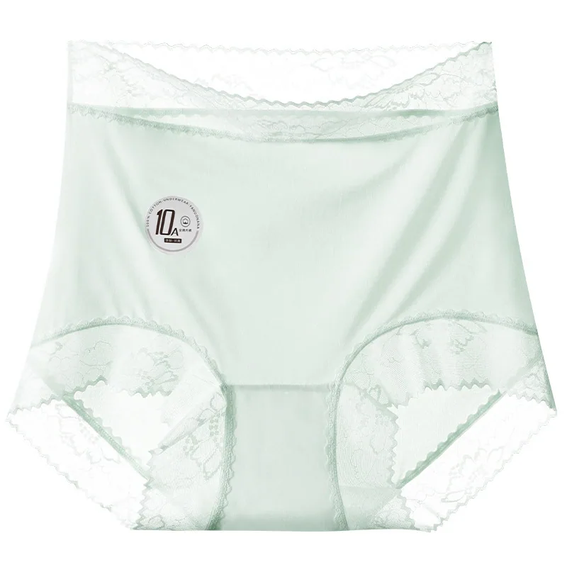 Ropa interior femenina sin costuras de seda de hielo ultrafina 10A antibacteriana, tiro alto, ligera, abdominal, talla de cadera en bolsa, poliláctico aci 7