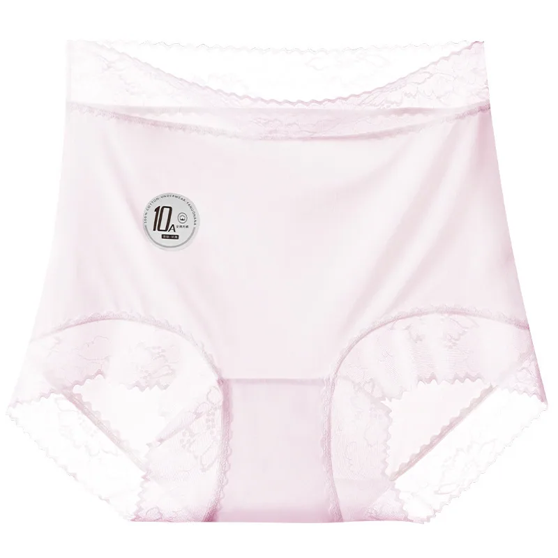 Ropa interior femenina sin costuras de seda de hielo ultrafina 10A antibacteriana, tiro alto, ligera, abdominal, talla de cadera en bolsa, poliláctico aci 3