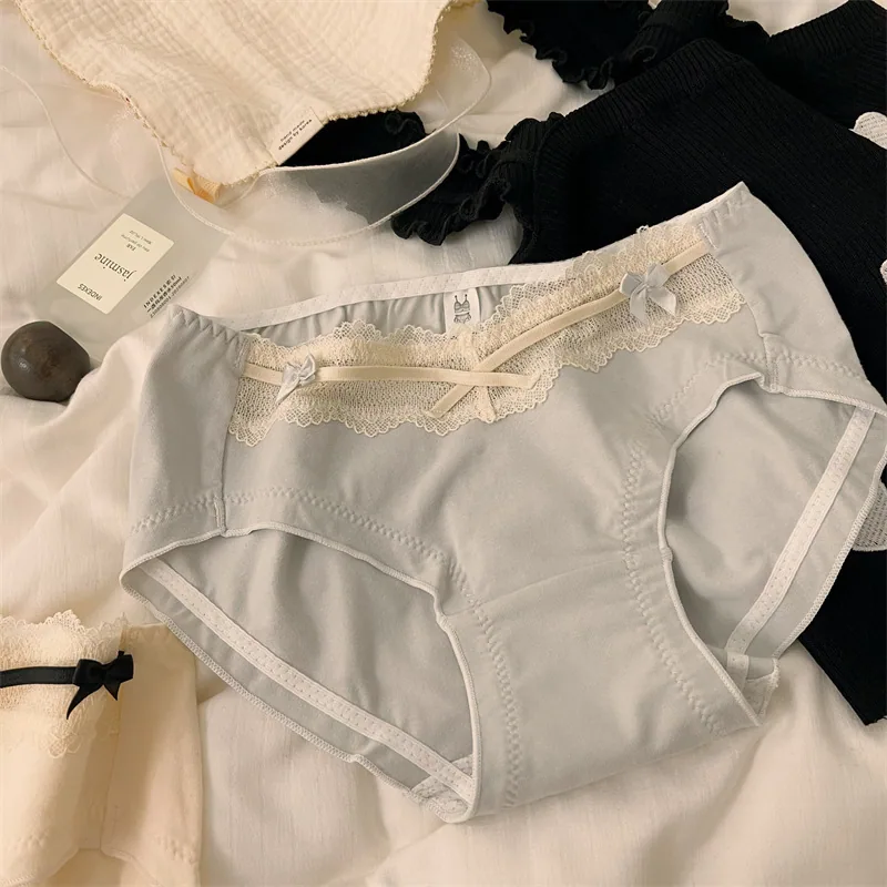 Lace butterfly sexy pure cotton womens underwear, personalized mid-rise seamless girl underwear, pure cotton gusset 7A antibacte 4