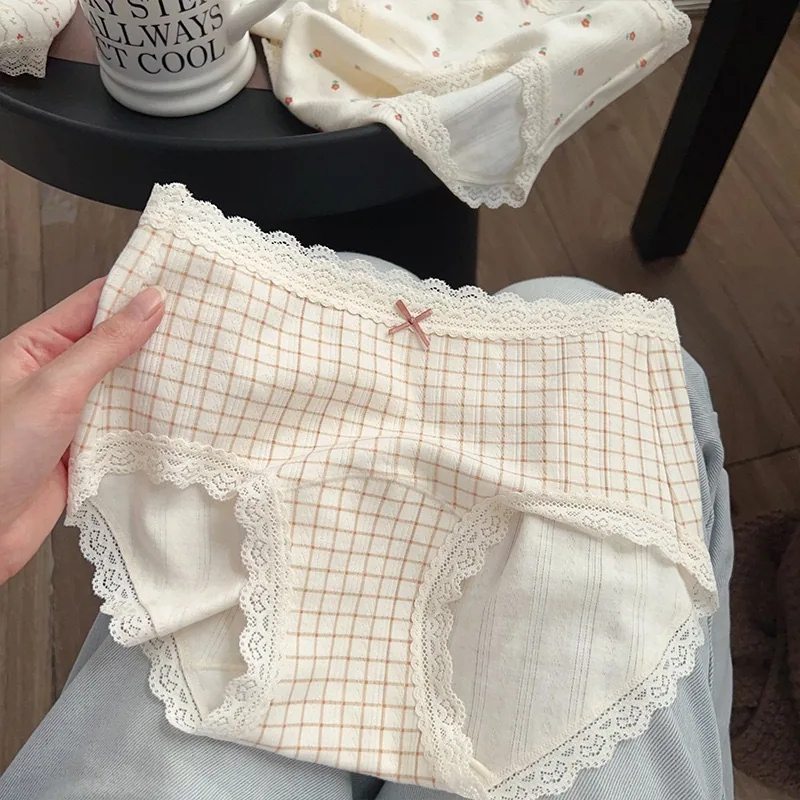 Japanese 10A Antibacterial Girls Pure Cotton Underwear Womens Floral Breathable Extended Bottom Crotch Waist Bag Hip Triangle