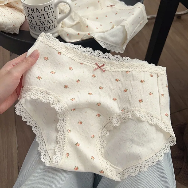 Japanese 10A Antibacterial Girls Pure Cotton Underwear Womens Floral Breathable Extended Bottom Crotch Waist Bag Hip Triangle Pa 6