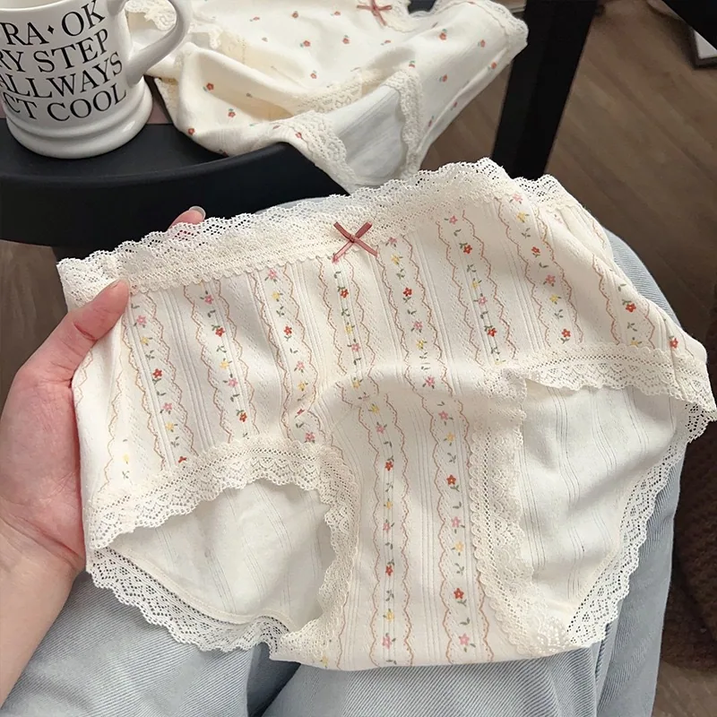 Japanese 10A Antibacterial Girls Pure Cotton Underwear Womens Floral Breathable Extended Bottom Crotch Waist Bag Hip Triangle Pa 3