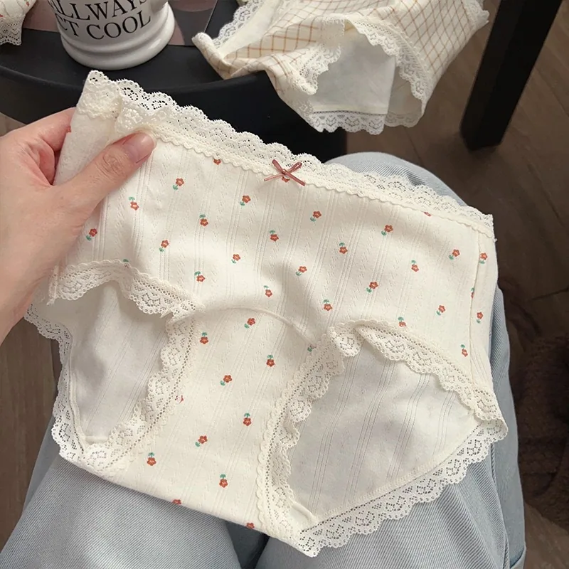 Japanese 10A Antibacterial Girls Pure Cotton Underwear Womens Floral Breathable Extended Bottom Crotch Waist Bag Hip Triangle Pa 5