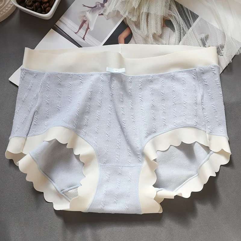 Underwear womens Modal super elastic large size seamless mid waist Japanese girls style triangle pants 4