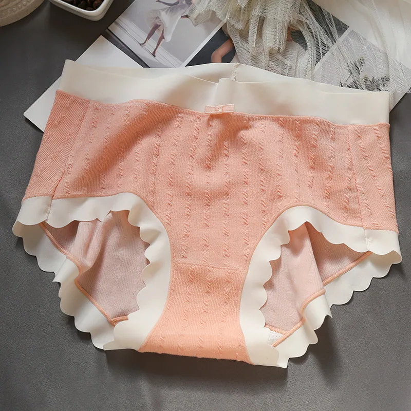 Underwear womens Modal super elastic large size seamless mid waist Japanese girls style triangle pants 6