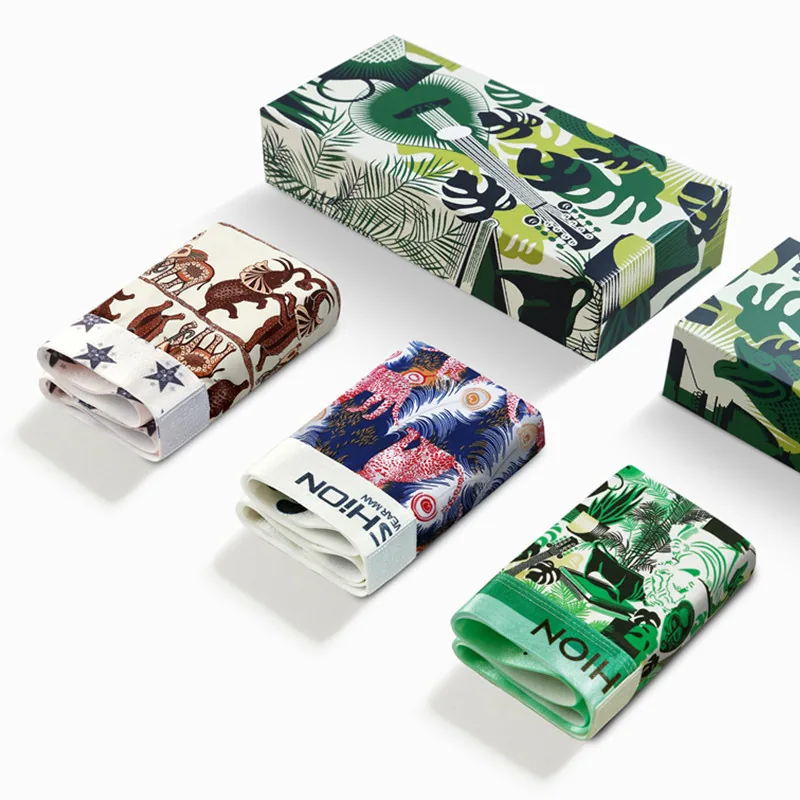 Factory direct sales 2024 new high-end gift box ice silk print men's boxer briefs boxer shorts head delivery 7