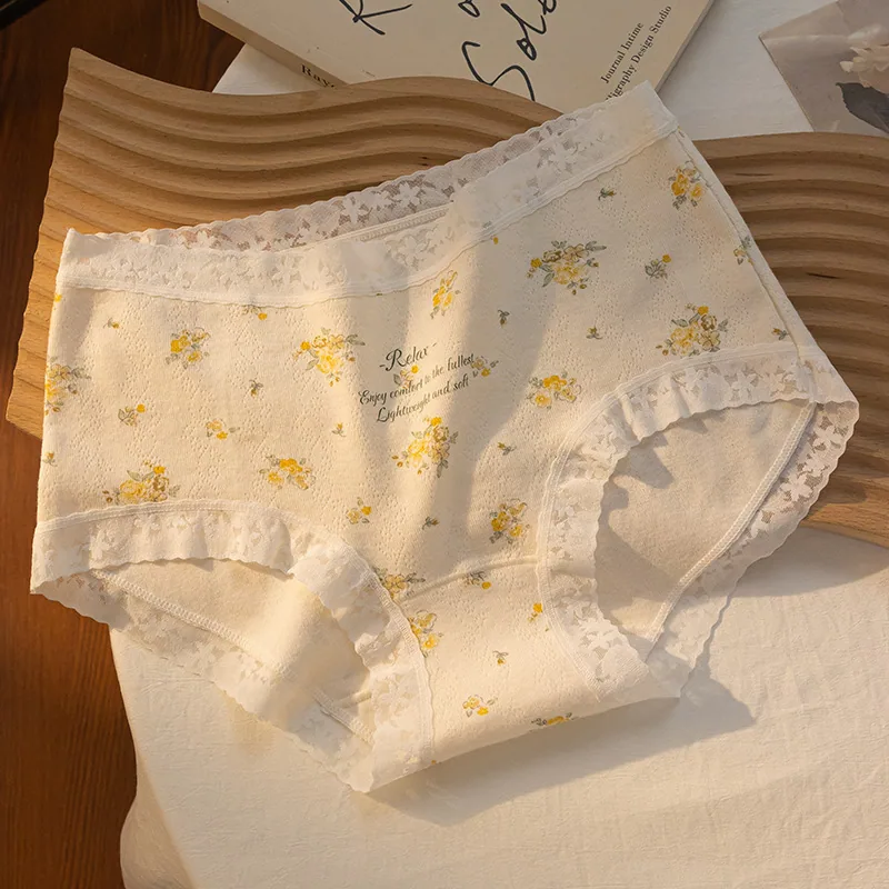 Garden Diary~7A Japanese Cute Floral Underwear Womens Pure Cotton All Cotton Antibacterial Crotch Womens Triangle Underwear Whol