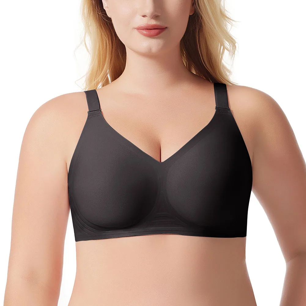 Cross border factory hot item Amazon Europe and America plus size smooth jelly seamless underwear gathering without steel rin