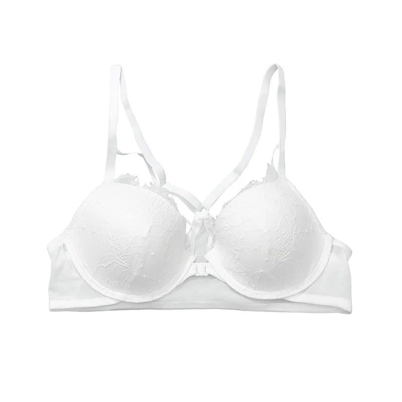 French front button lace womens underwear cross back beautiful bra womens small chest not empty cup gathering anti sagging br