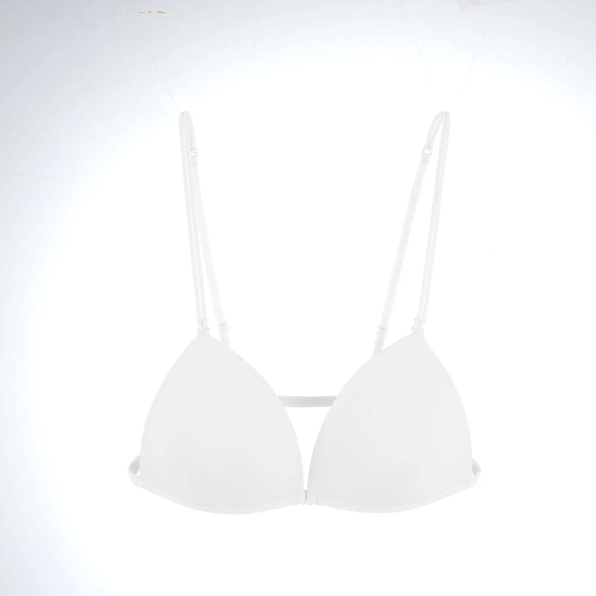 Womens front button underwear with small chest gathered, womens seamless, steel ring triangular cup, thin shoulder strap, beauti