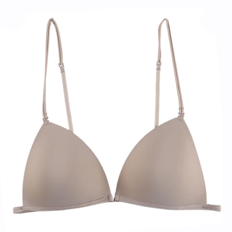 Womens front button underwear with small chest gathered, womens seamless, steel ring triangular cup, thin shoulder strap, beauti 5