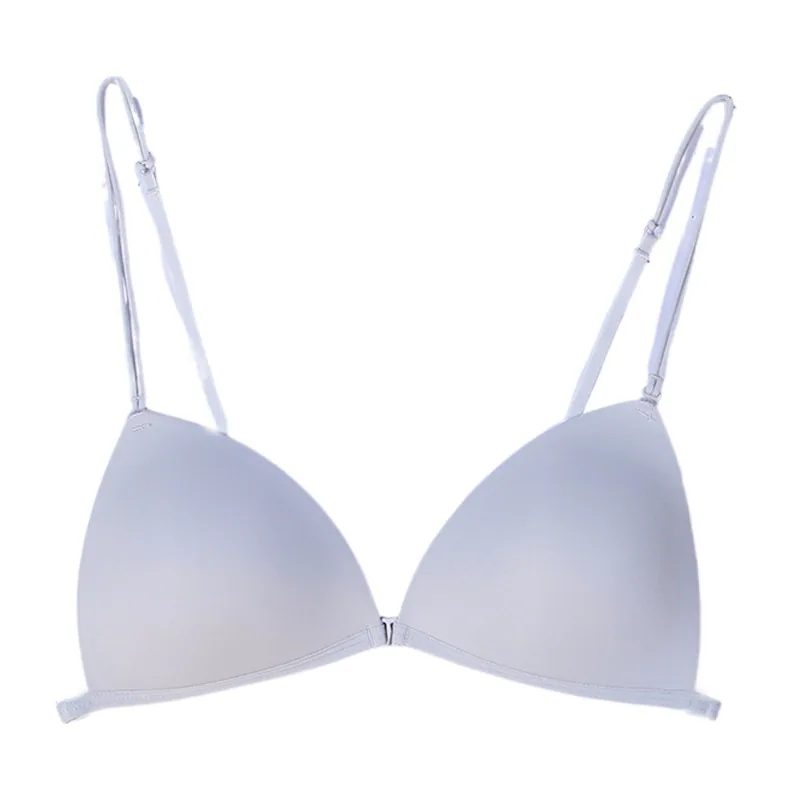 Womens front button underwear with small chest gathered, womens seamless, steel ring triangular cup, thin shoulder strap, beauti 4