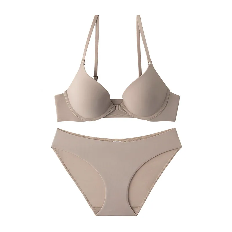 Front button underwear, womens small chest gathering and anti sagging set, womens bra with no empty cup, summer breathable women - Other Underwear 3