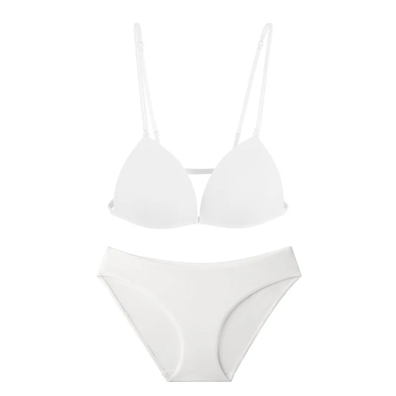 Front buckle thin shoulder strap bra without steel ring bra gathering set for women with seamless small chest and anti sagging b