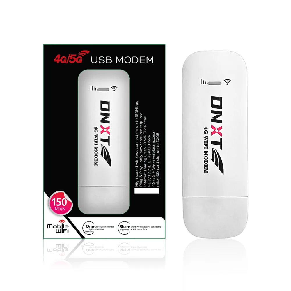 کارت اینترنت بی سیم DNXT4G با دانگل USB و سیم کارت، مودم فشرده و پورت 4G 150M با WIFI 3
