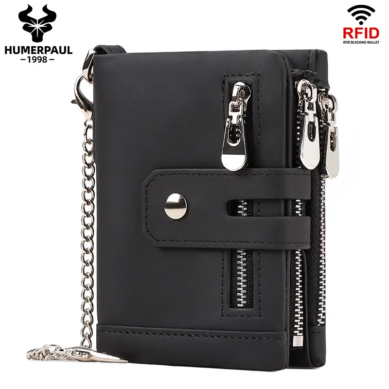 Foreign trade short leather wallet European and American wholesale first layer cattle pickup bag 30% off US money clip RFID mult 3