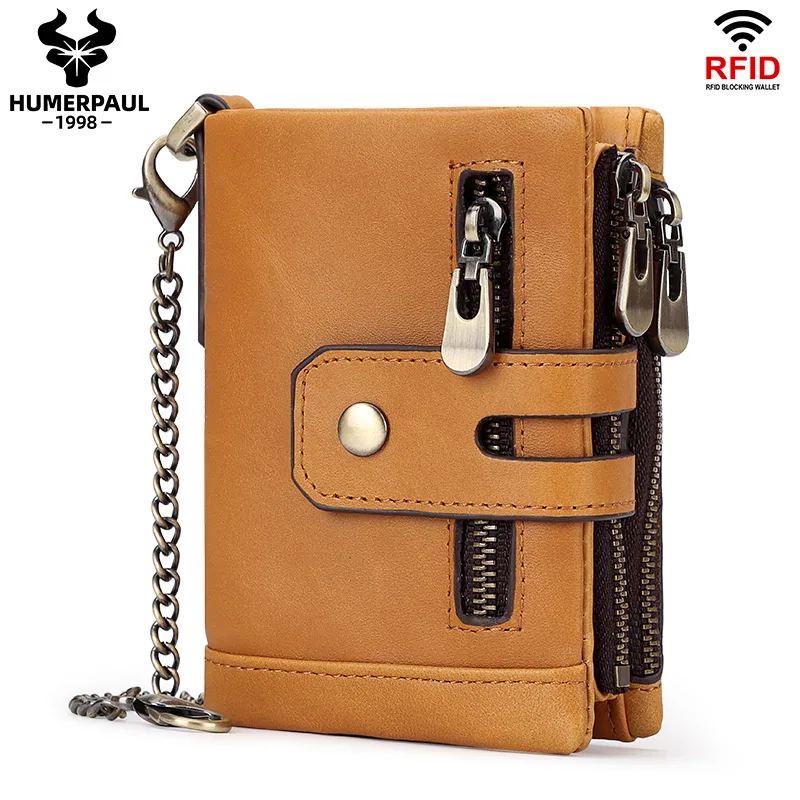 Foreign trade short leather wallet European and American wholesale first layer cattle pickup bag 30% off US money clip RFID mult 2