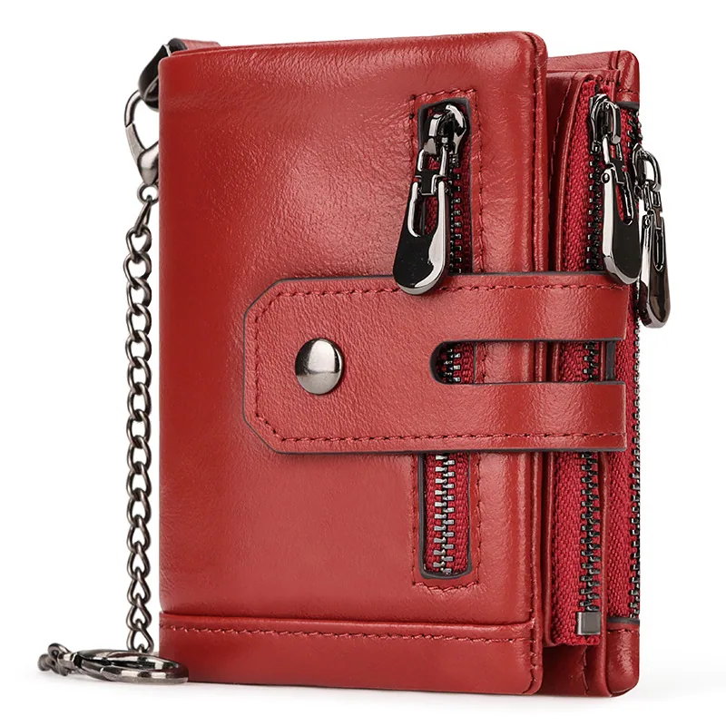 Foreign trade short leather wallet European and American wholesale first layer cattle pickup bag 30% off US money clip RFID mult 4