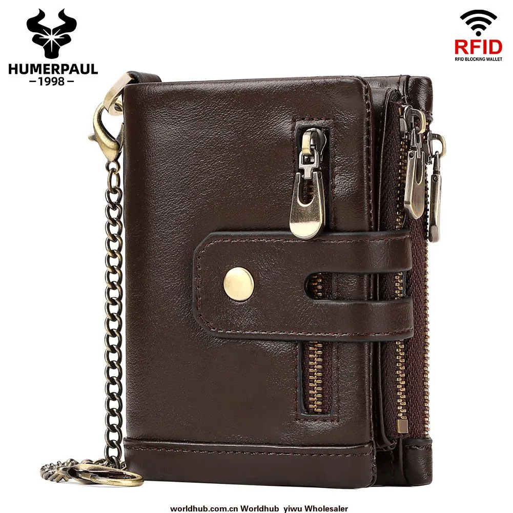 Foreign trade short leather wallet European and American wholesale first layer cattle pickup bag 30% off US money clip RFID mult