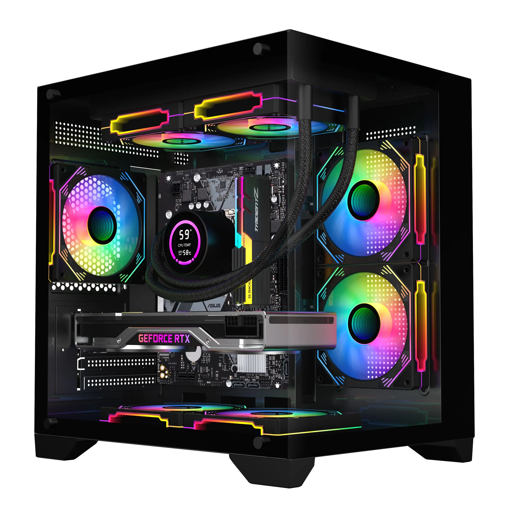 AOCCG391W White Gaming Computer Host Sea View Room Chassis Double Sided Glass / Support MATX Motherboard / 2 2