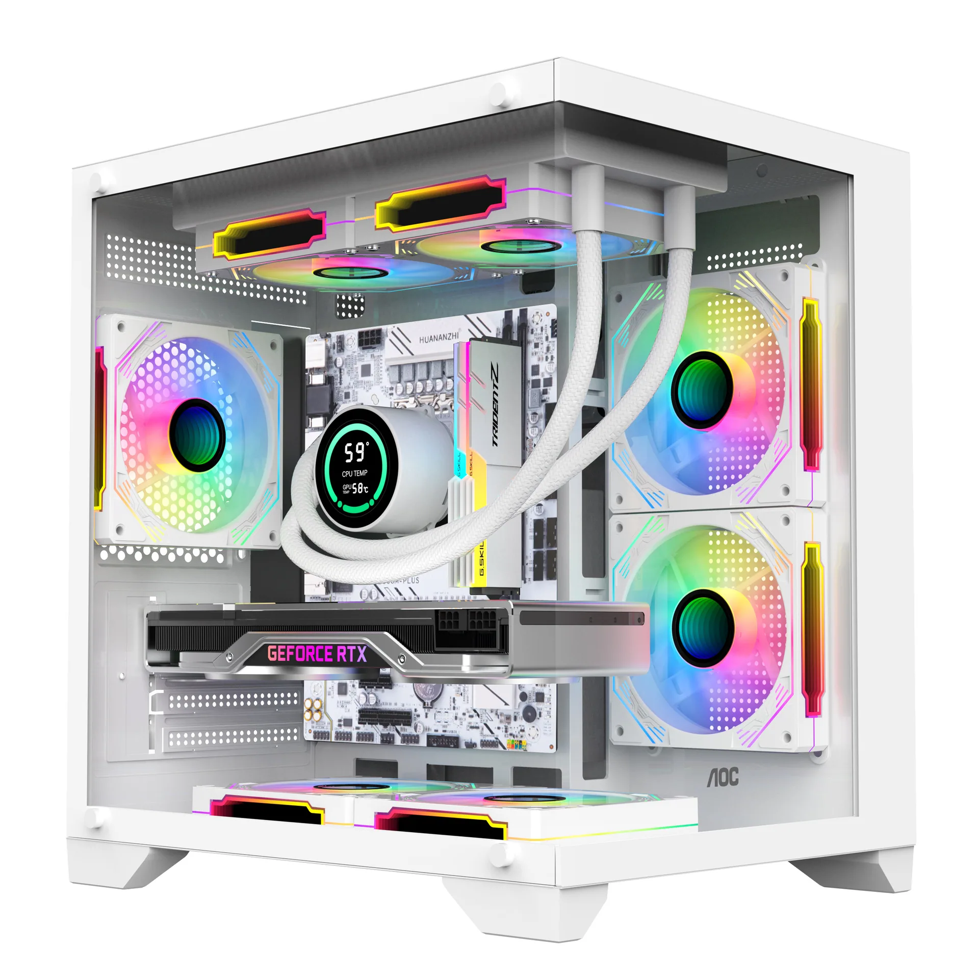 AOCCG391W White Gaming Computer Host Sea View Room Chassis Double Sided Glass / Support MATX Motherboard / 2