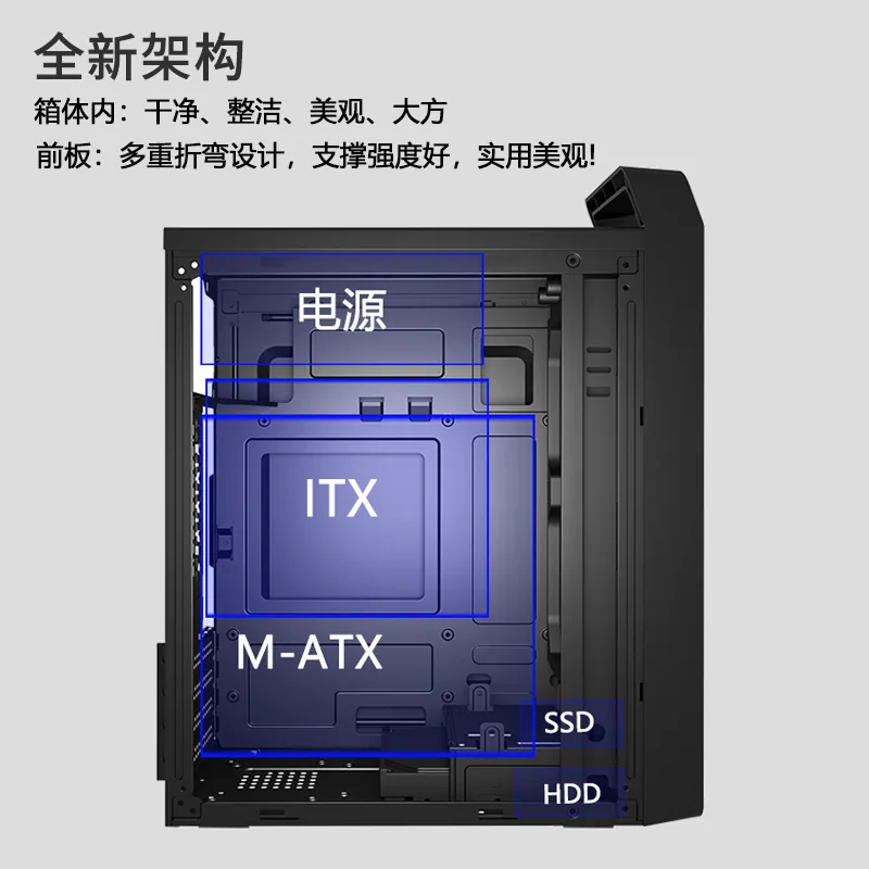AOC CB108B Computer Host Case Cooling matx/itx Home Office Desktop Enclosure DIY Empty Chassis 2