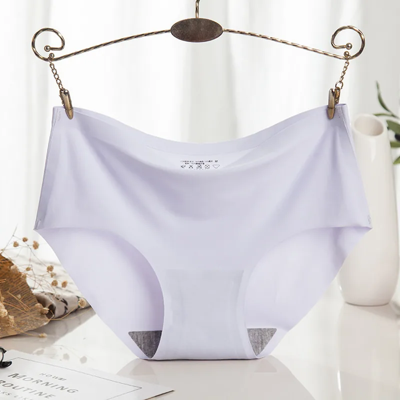 840 Ice Silk Non Trace Underwear Female Sexy Mid Waist Ice Silk One Piece Elastic Large Size Underwear Breathable Triangle Head 3