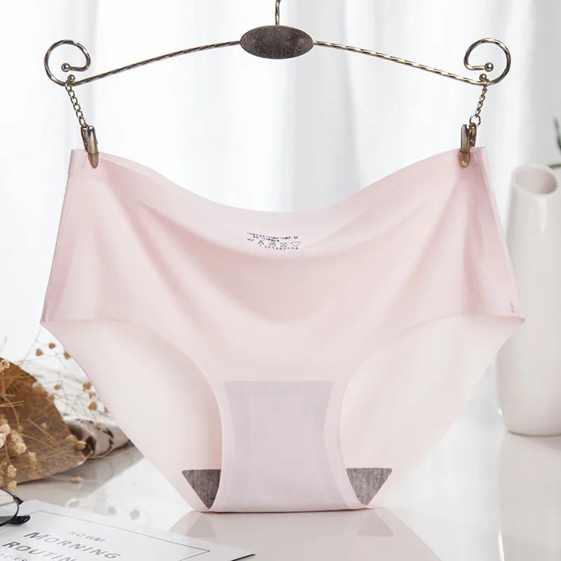 840 Ice Silk Non Trace Underwear Female Sexy Mid Waist Ice Silk One Piece Elastic Large Size Underwear Breathable Triangle Head 5