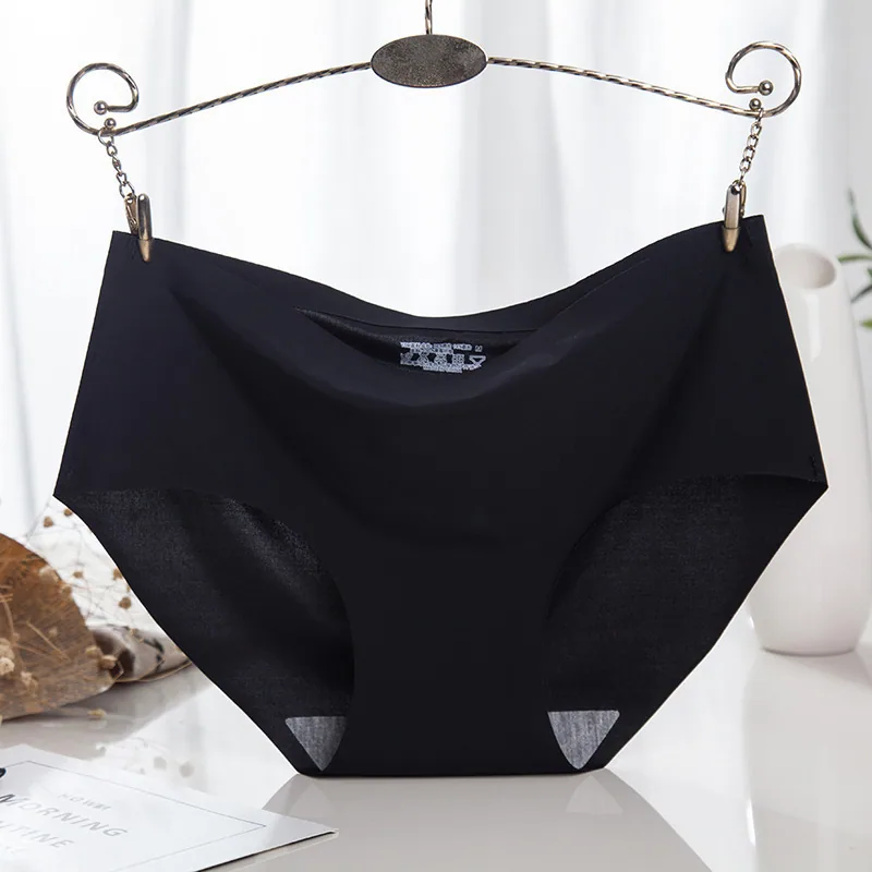 840 Ice Silk Non Trace Underwear Female Sexy Mid Waist Ice Silk One Piece Elastic Large Size Underwear Breathable Triangle Head 4