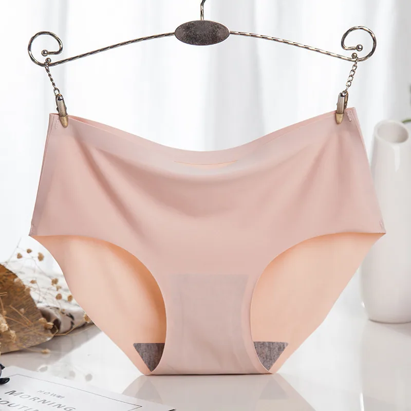 840 Ice Silk Non Trace Underwear Female Sexy Mid Waist Ice Silk One Piece Elastic Large Size Underwear Breathable Triangle Head 8