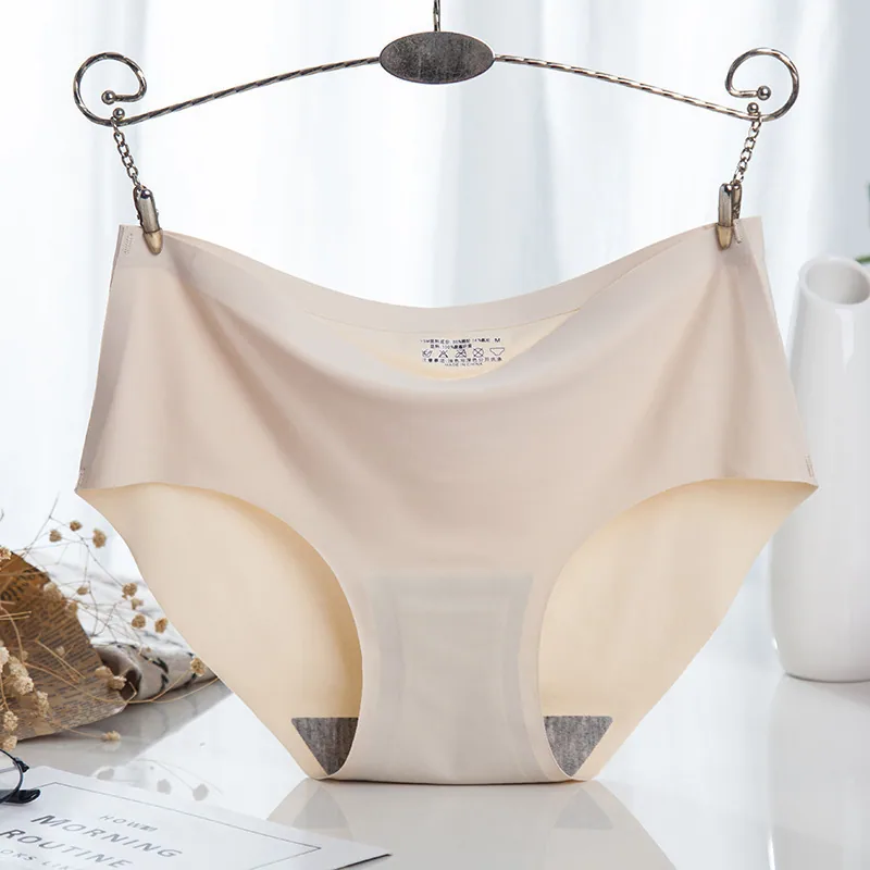 840 Ice Silk Non Trace Underwear Female Sexy Mid Waist Ice Silk One Piece Elastic Large Size Underwear Breathable Triangle Head 7