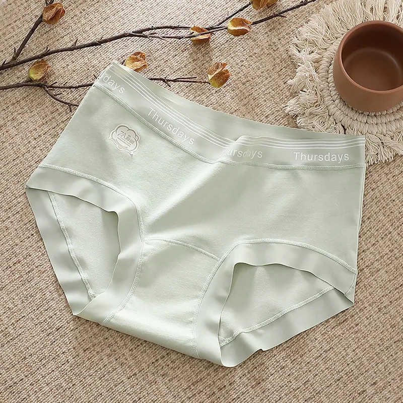 Sous-vêtements antibactériens en pur coton 7A pour femmes, sans Trace, taille moyenne confortable, enveloppement des hanches, sans entrejambe, sensation nue, doux pour la peau