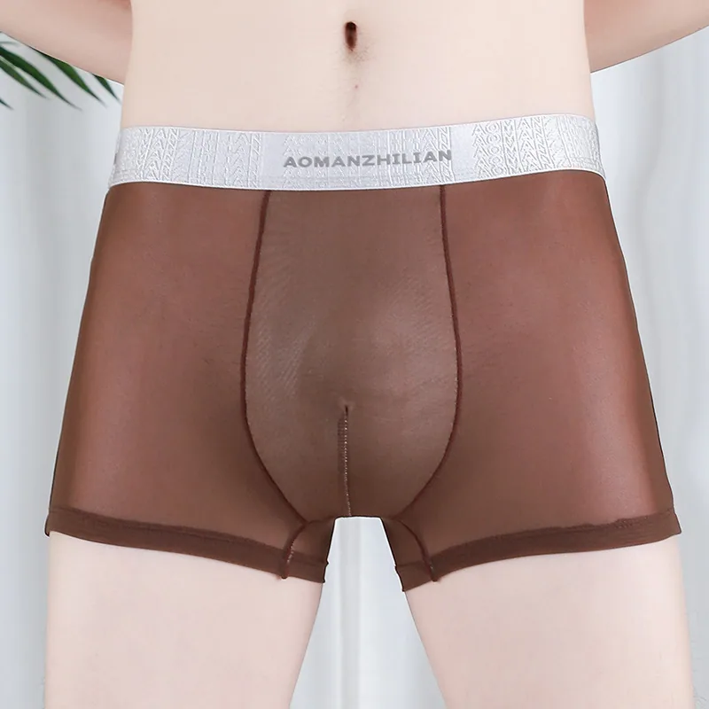 AOMZL Men's Panties Ice Silk Summer Thin Seamless Panties Young Men's Boxers Quick Dry Breathable Shorts Toe 5