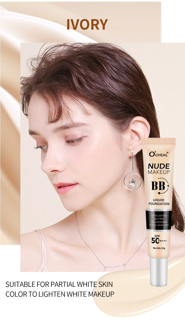 OCHEAL cross-border bb cream plain makeup barrier cream brightens skin tone, liquid foundation concealer lasts for a long time 24
