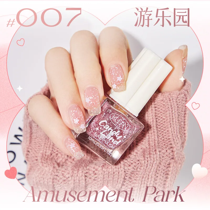 Nouveau vernis à ongles détachable à base d'eau, longue durée, séchage rapide, paillettes de couleur unie sans cuisson, vernis à ongles de couleur nude, défilé de bonbons 7