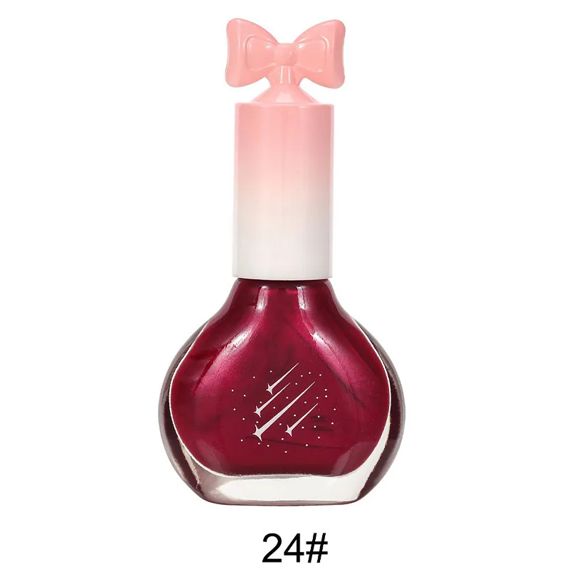 Nail polish, no-bake, quick-drying, non-peelable, nude sequins, bottom oil sealing layer, burgundy, cherries, oily nail polish w 24