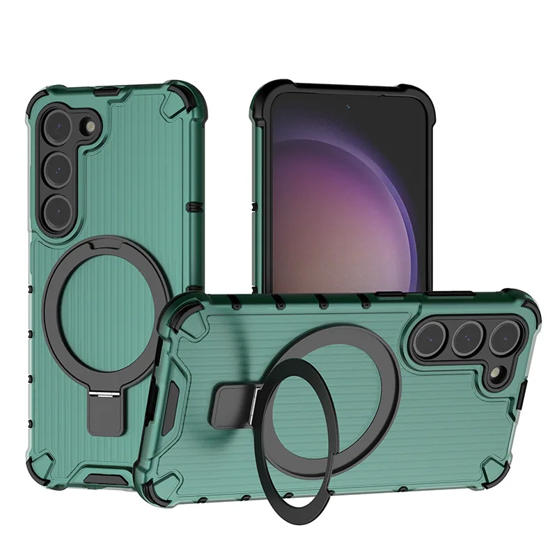 Sui for Samsung S23 Shockproof Bracket Protective Case Samsung S23ULTRA Raster Ring Phone Case 4