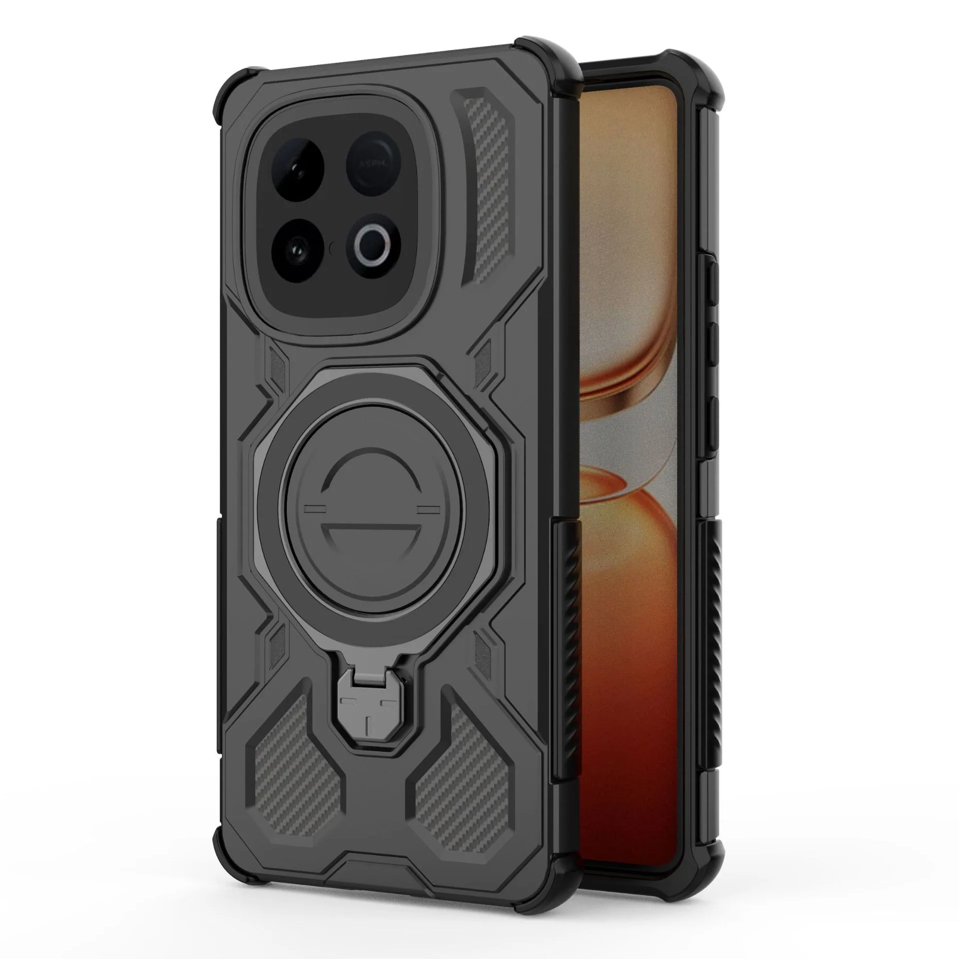VIVO V60 J-20 रिंग 360-डिग्री सुरक्षात्मक केस VIVO V60 मैग्नेटिक एंटी-मोबाइल फोन केस पर लागू