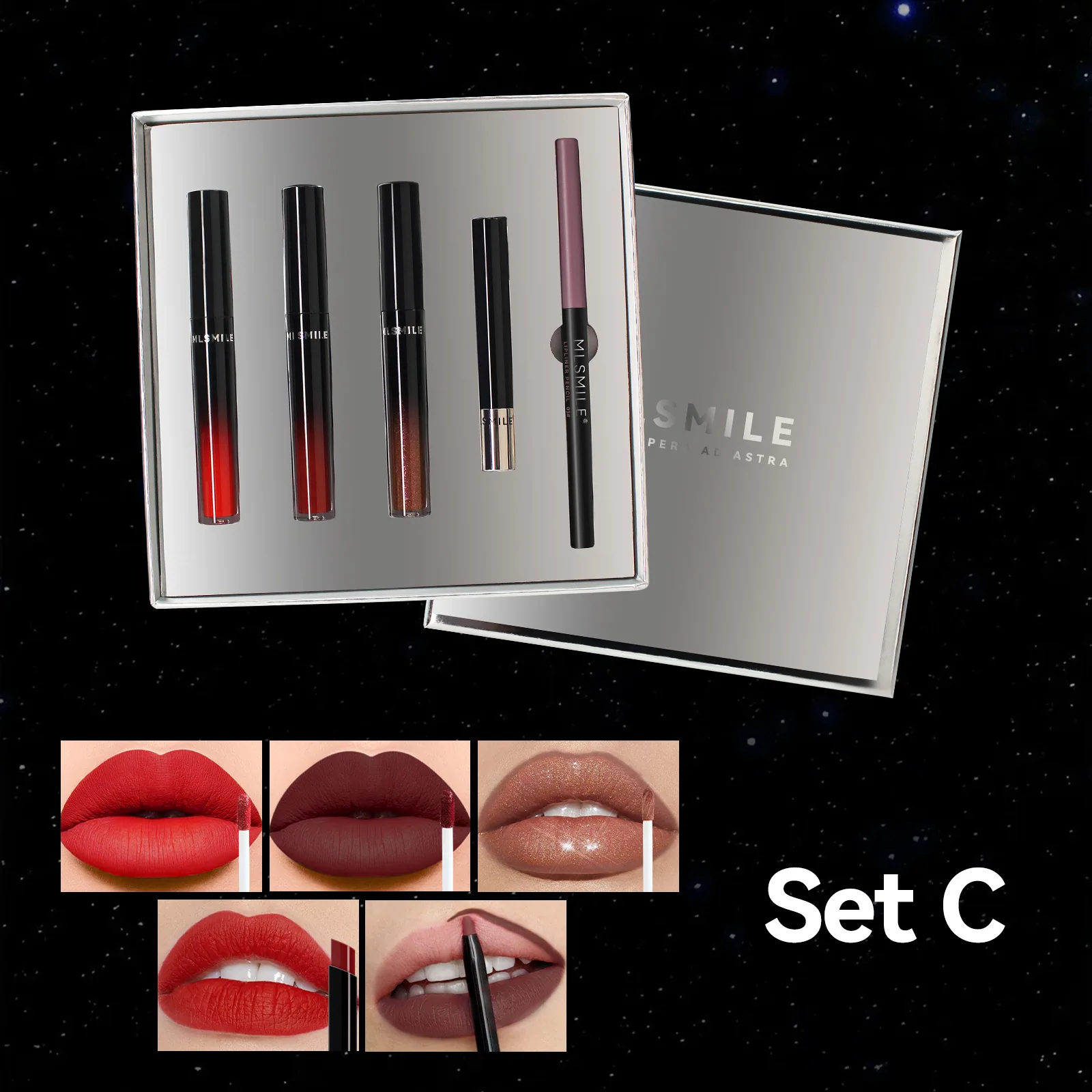 lipstick set, pearlescent fine glitter, lip gloss, matte waterproof, non-stick cup, lip glaz, lip liner, pencil makeup gift box 3