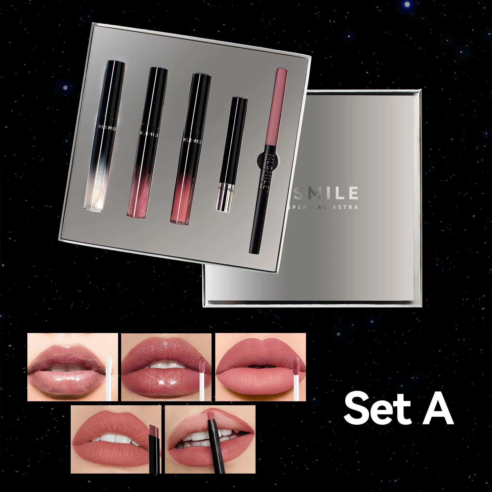 lipstick set, pearlescent fine glitter, lip gloss, matte waterproof, non-stick cup, lip glaz, lip liner, pencil makeup gift box