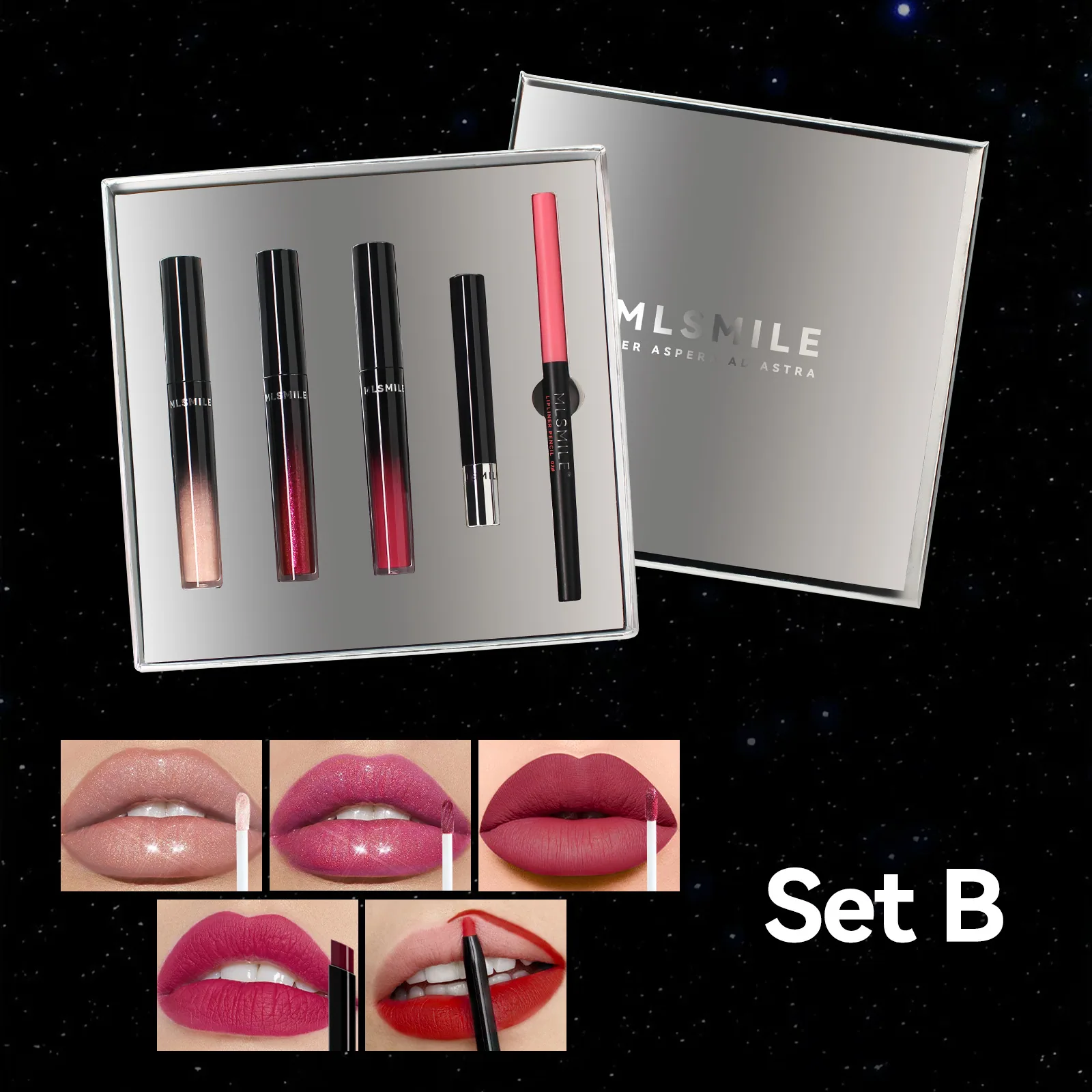 lipstick set, pearlescent fine glitter, lip gloss, matte waterproof, non-stick cup, lip glaz, lip liner, pencil makeup gift box 2
