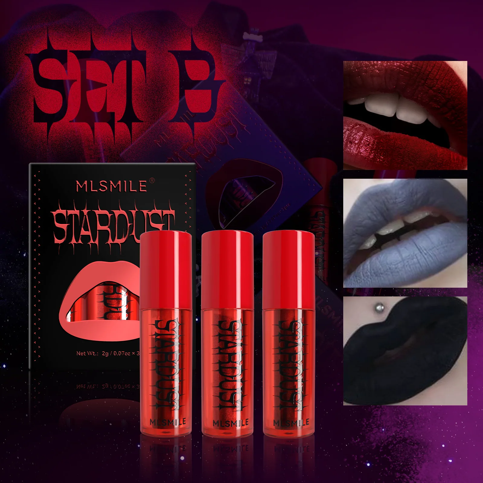new matte pearlescent lipstick powder set, fine glitter lip gloss, European and American Halloween makeup, matte velvet lipstick 2