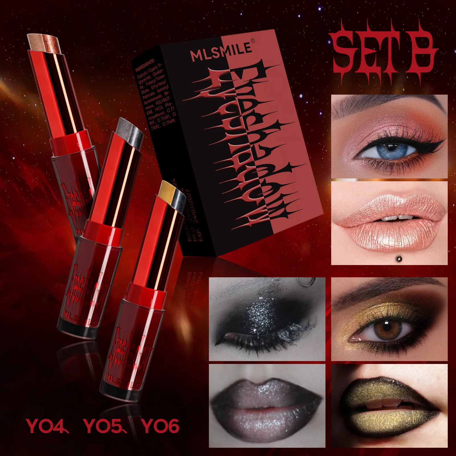 two-color gradient eyeshadow set, matte pearlescent lipstick, highlight, not easy to blend without makeup, lazy seal eyeshadow - Eye Shadow 2