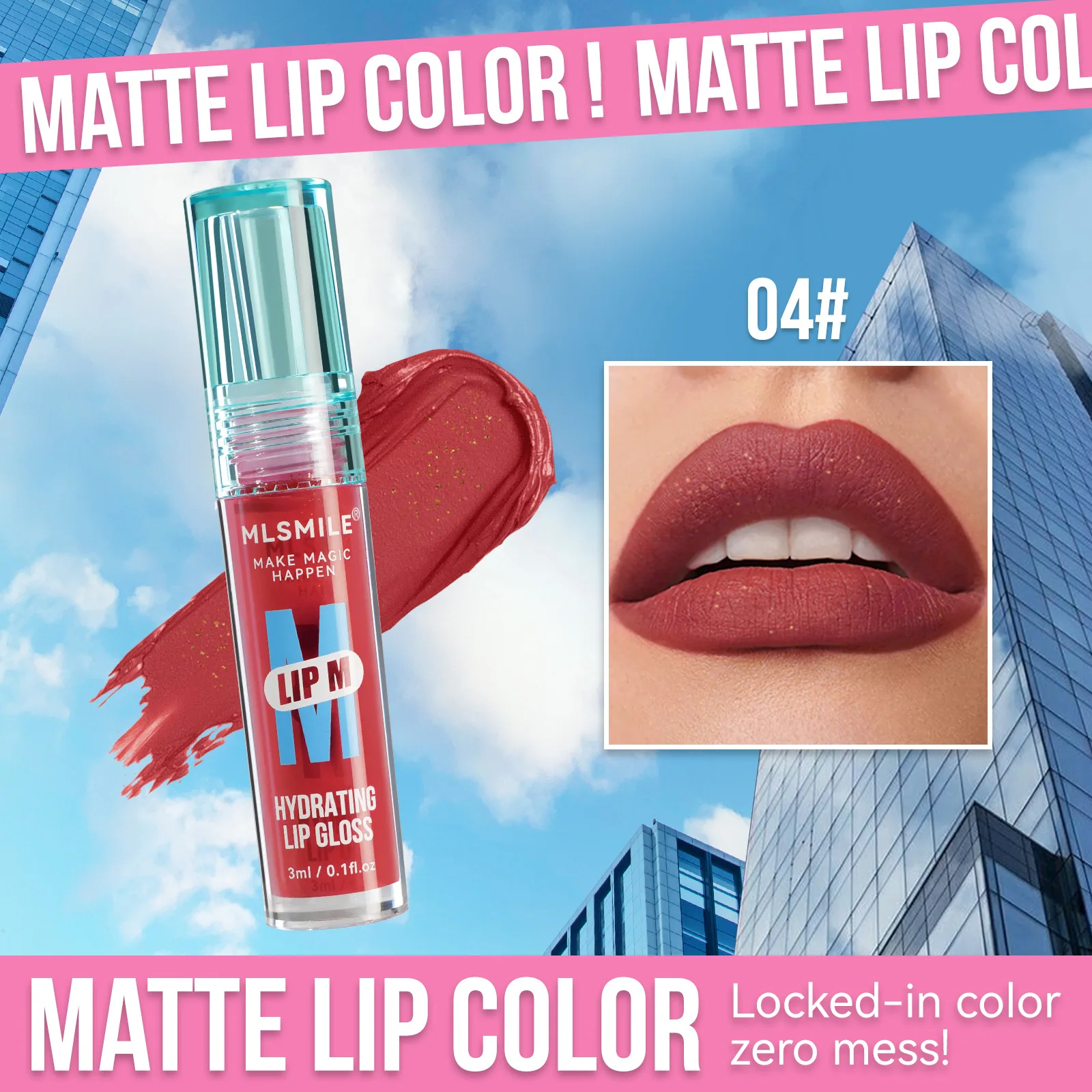 matte velvet lip glaze, pearlescent fine glitter lipstick, liquid lip and cheek dual-use, long-lasting, waterproof, and not easy 4