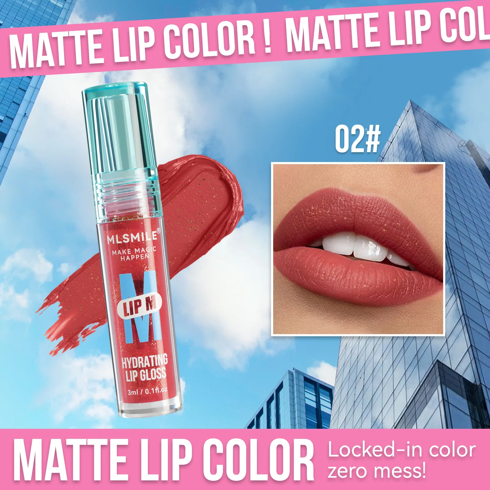 matte velvet lip glaze, pearlescent fine glitter lipstick, liquid lip and cheek dual-use, long-lasting, waterproof, and not easy 2