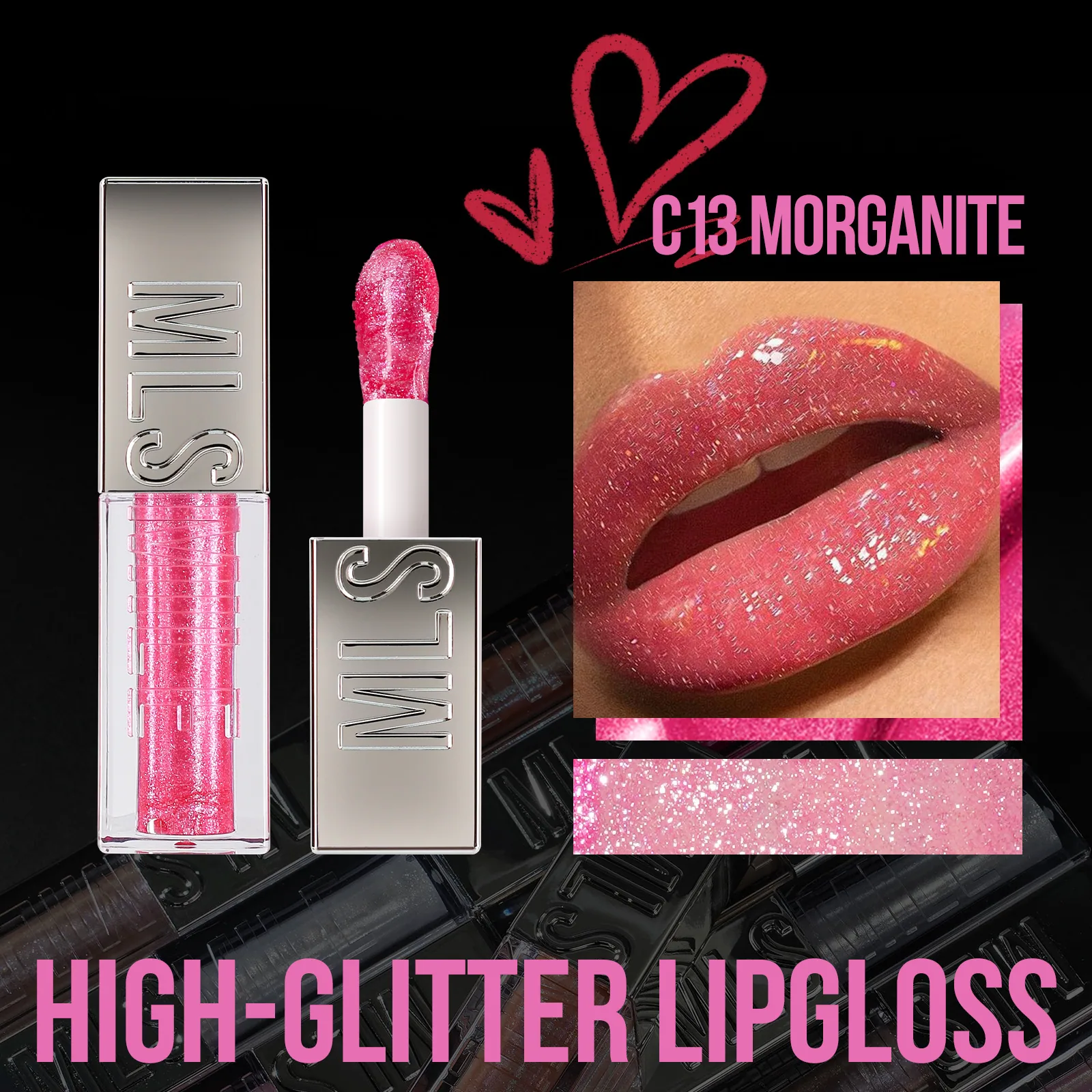 pearlescent lip gloss, streamer diamond lip gloss, makeup, layering, liquid lipstick, mirror water, lip gloss 3