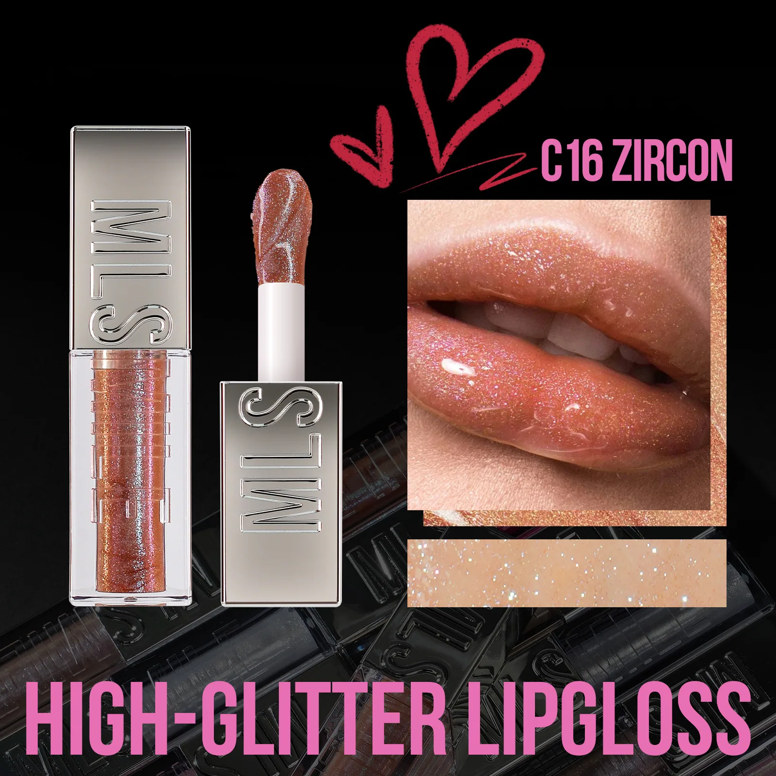 pearlescent lip gloss, streamer diamond lip gloss, makeup, layering, liquid lipstick, mirror water, lip gloss 6