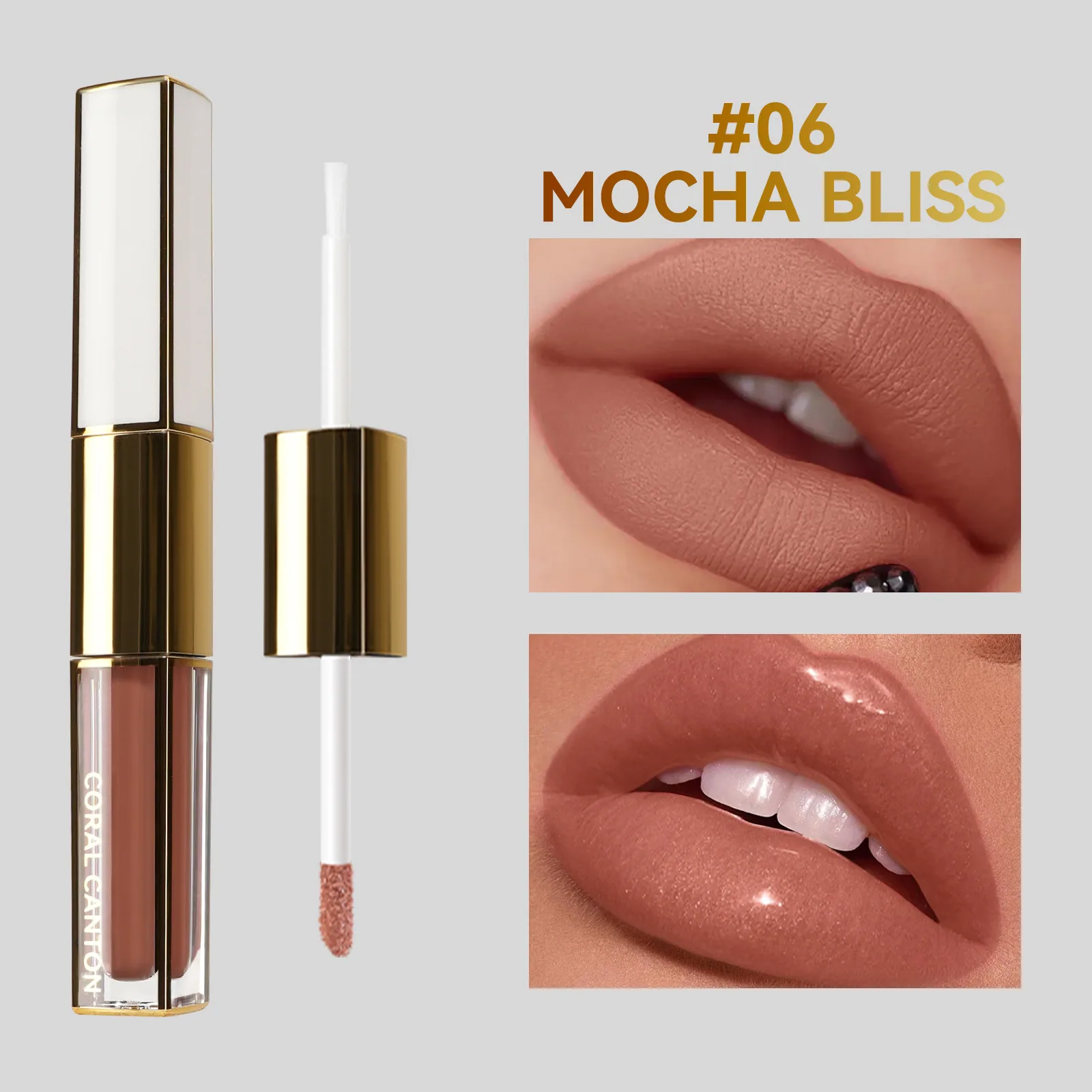 double-ended lip glaze matte velvet non-stick cup mirror lip gloss foreign trade does not fade liquid nude lipstick 6